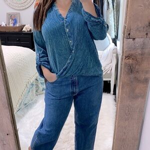 Fab’rik teal boho top size large